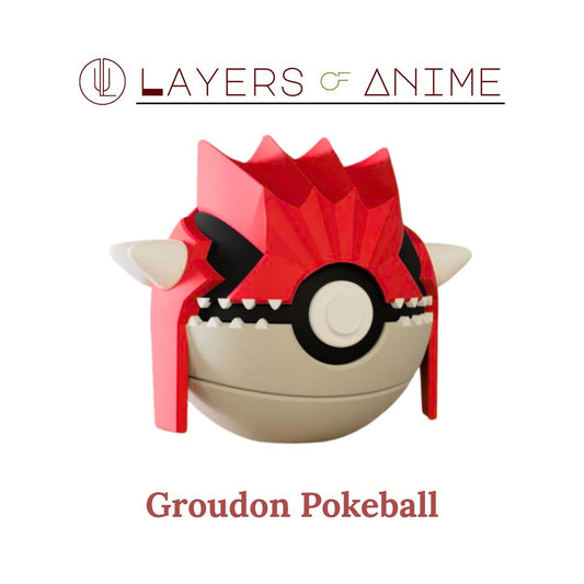 Groudon Pokéball with Layers of Anime logo on a white background